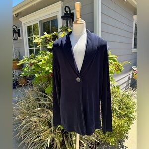 Chico's Dark Navy Single-Button Knit Blazer